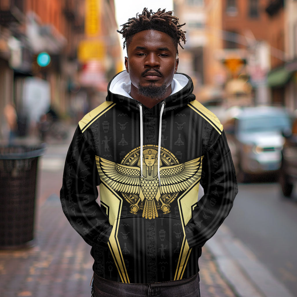 Egypt BA Hoodie Winged Pharaoh Hieroglyphic Patterns