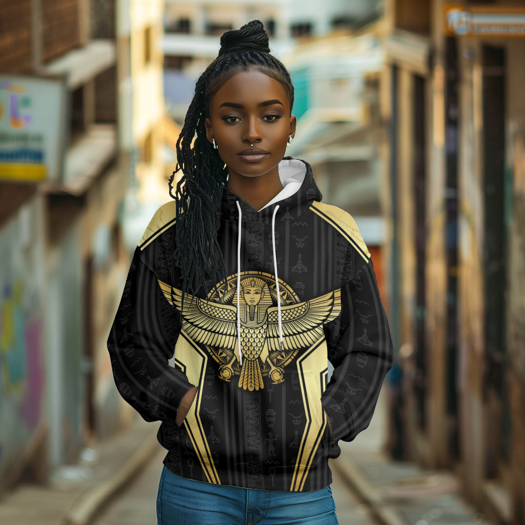 Egypt BA Hoodie Winged Pharaoh Hieroglyphic Patterns