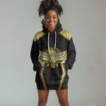 Egypt BA Hoodie Dress Winged Pharaoh Hieroglyphic Patterns