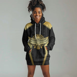 Egypt BA Hoodie Dress Winged Pharaoh Hieroglyphic Patterns