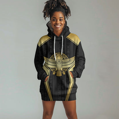 Egypt BA Hoodie Dress Winged Pharaoh Hieroglyphic Patterns