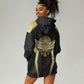 Egypt BA Hoodie Dress Winged Pharaoh Hieroglyphic Patterns