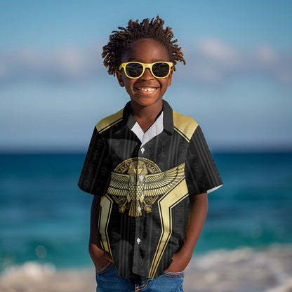 Egypt BA Kid Hawaiian Shirt Winged Pharaoh Hieroglyphic Patterns
