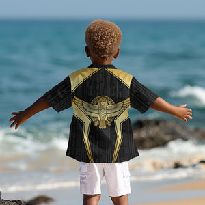 Egypt BA Kid Hawaiian Shirt Winged Pharaoh Hieroglyphic Patterns