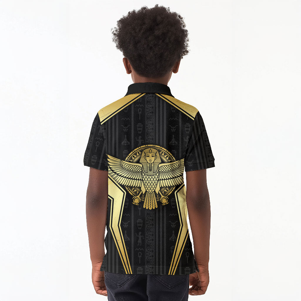 Egypt BA Kid Polo Shirt Winged Pharaoh Hieroglyphic Patterns