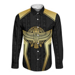 Egypt BA Long Sleeve Button Shirt Winged Pharaoh Hieroglyphic Patterns