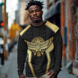 Egypt BA Long Sleeve Shirt Winged Pharaoh Hieroglyphic Patterns