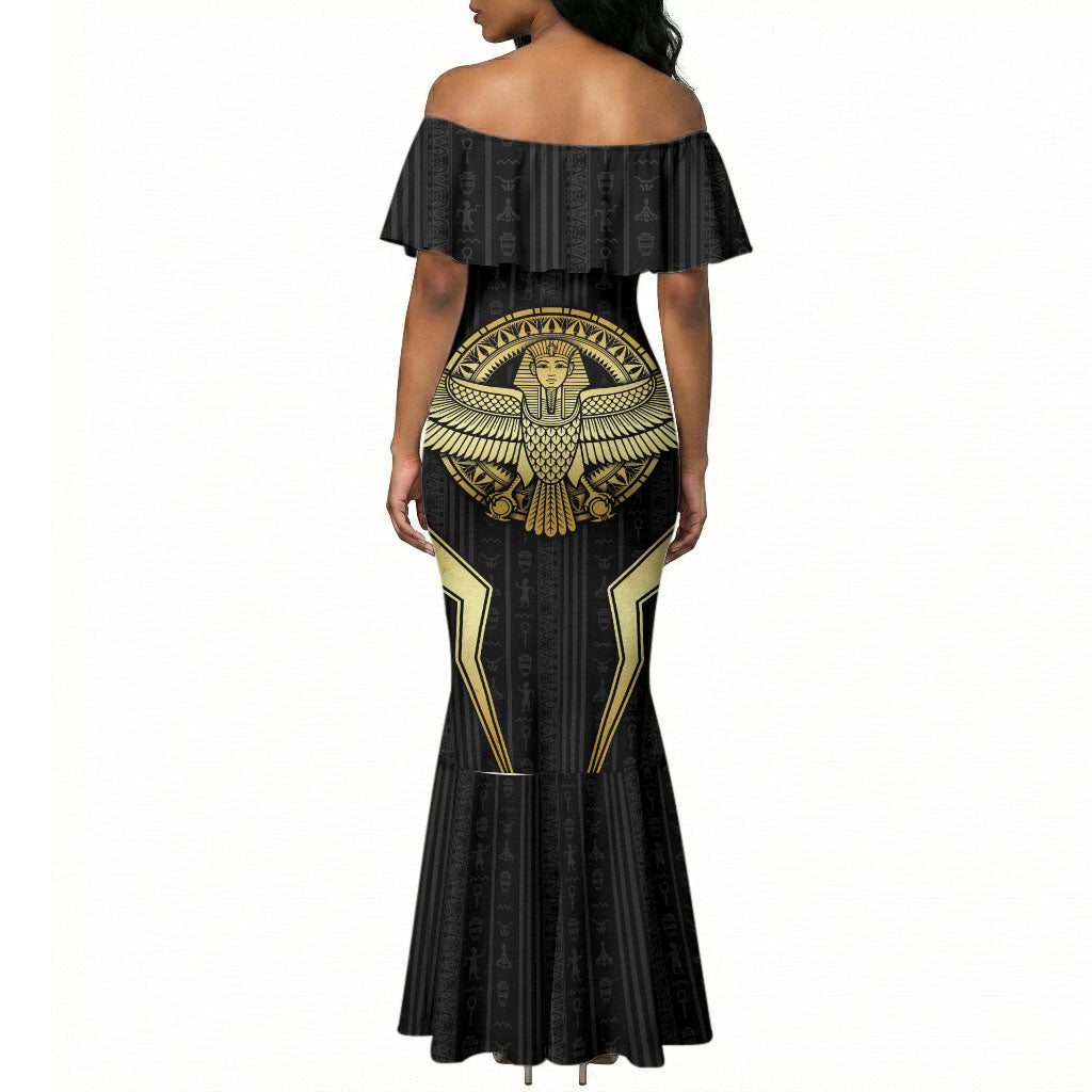 Egypt BA Mermaid Dress Winged Pharaoh Hieroglyphic Patterns