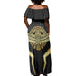 Egypt BA Off Shoulder Maxi Dress Winged Pharaoh Hieroglyphic Patterns