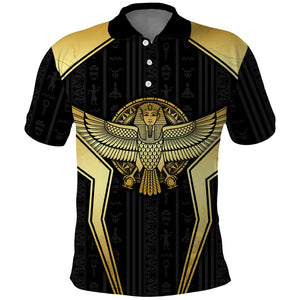 Egypt BA Polo Shirt Winged Pharaoh Hieroglyphic Patterns