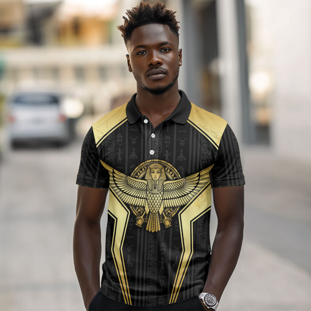 Egypt BA Polo Shirt Winged Pharaoh Hieroglyphic Patterns