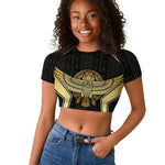 Egypt BA Raglan Cropped T shirt Winged Pharaoh Hieroglyphic Patterns