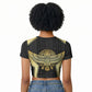 Egypt BA Raglan Cropped T shirt Winged Pharaoh Hieroglyphic Patterns