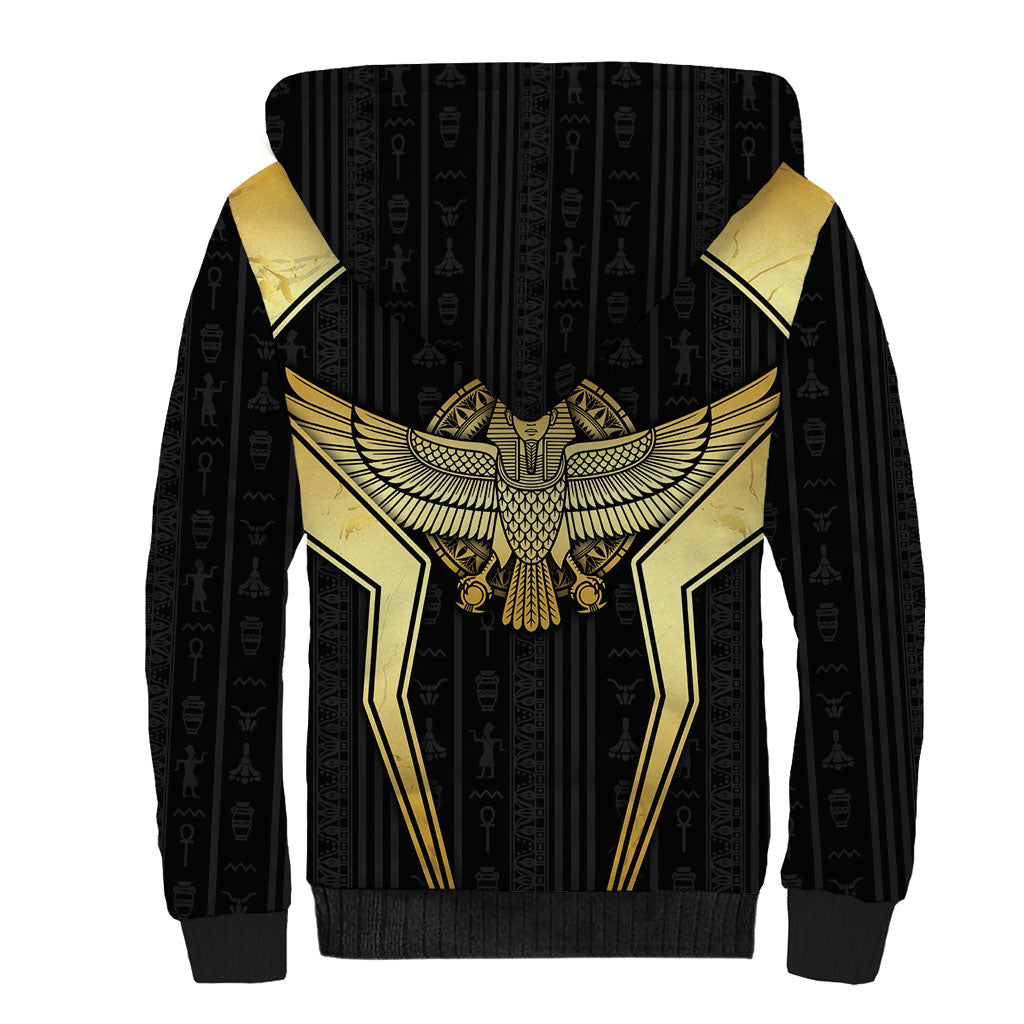 Egypt BA Sherpa Hoodie Winged Pharaoh Hieroglyphic Patterns