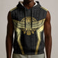 Egypt BA Sleeveless Hoodie Winged Pharaoh Hieroglyphic Patterns