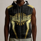 Egypt BA Sleeveless Zip Hoodie Winged Pharaoh Hieroglyphic Patterns