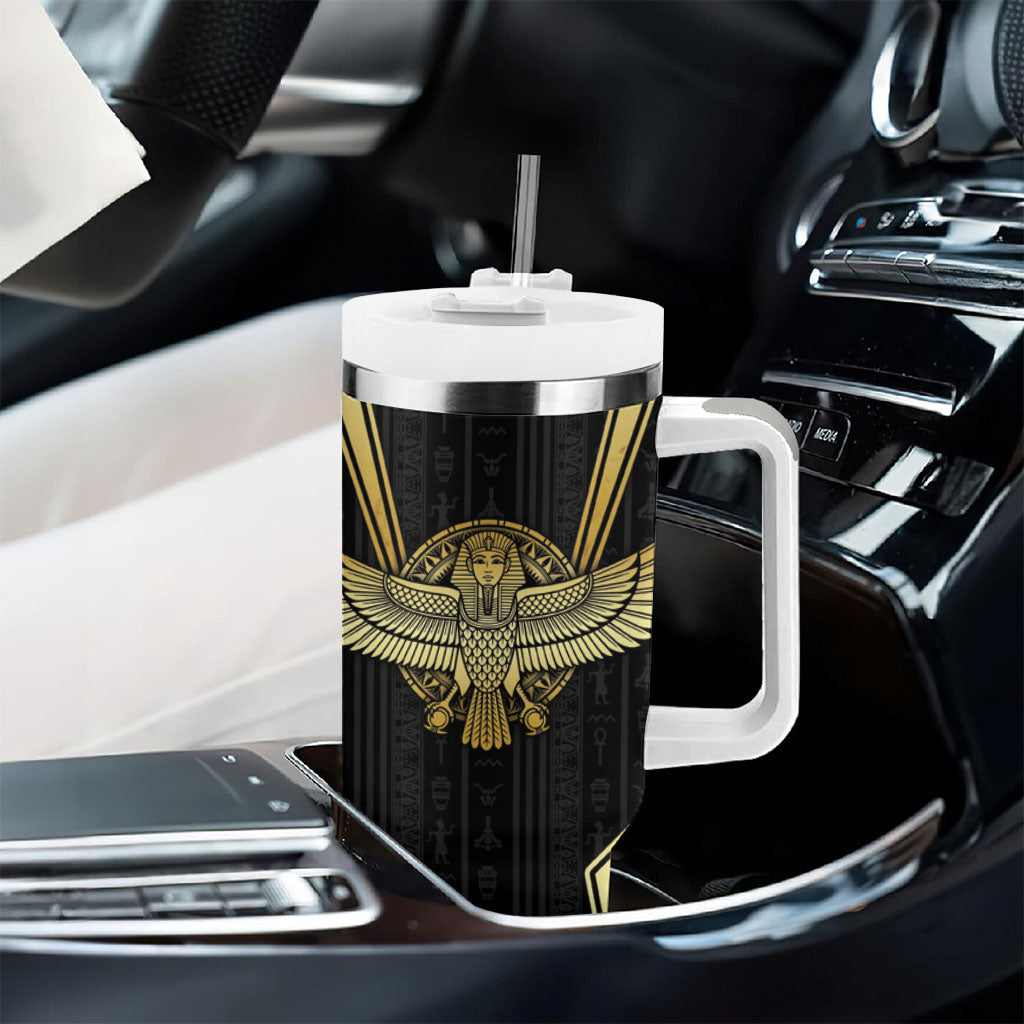 Egypt BA Tumbler With Handle Winged Pharaoh Hieroglyphic Patterns