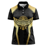 Egypt BA Women Polo Shirt Winged Pharaoh Hieroglyphic Patterns