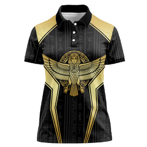 Egypt BA Women Polo Shirt Winged Pharaoh Hieroglyphic Patterns