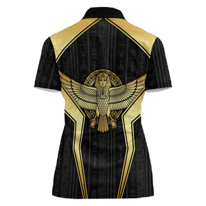 Egypt BA Women Polo Shirt Winged Pharaoh Hieroglyphic Patterns