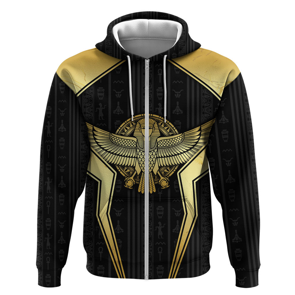 Egypt BA Zip Hoodie Winged Pharaoh Hieroglyphic Patterns