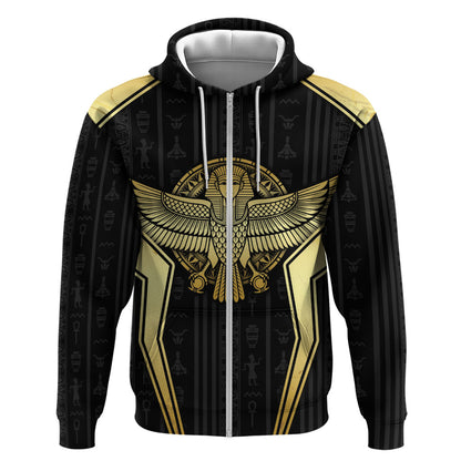 Egypt BA Zip Hoodie Winged Pharaoh Hieroglyphic Patterns