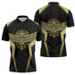Egypt BA Zipper Polo Shirt Winged Pharaoh Hieroglyphic Patterns