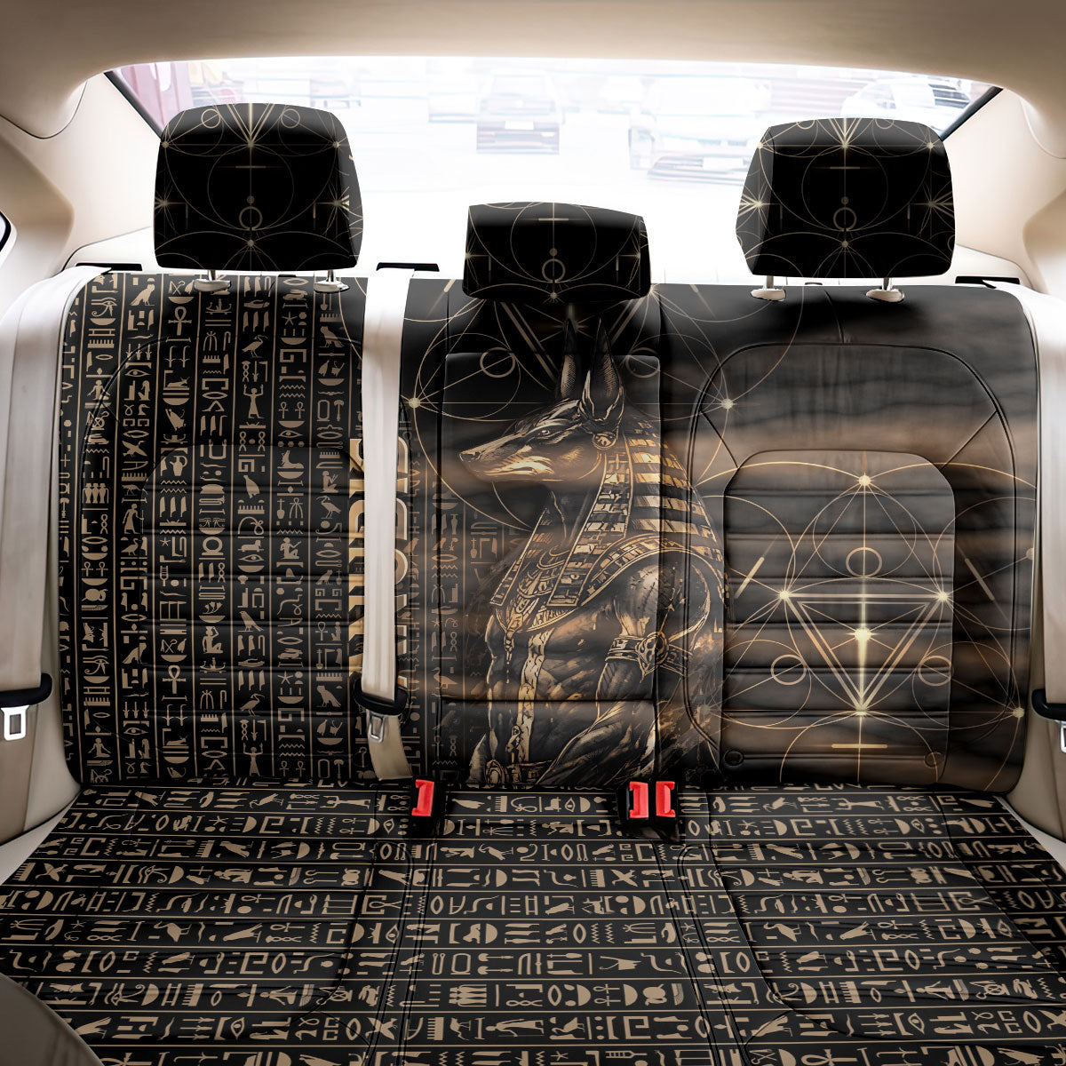Egyptian God Anubis Back Car Seat Cover Jackal Headed Deity Ancient Egypt Mythology Gilded