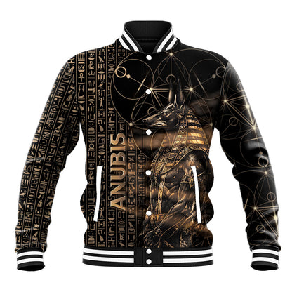 Personalized Egyptian God Anubis Baseball Jacket Jackal Headed Deity Ancient Egypt Mythology Gilded