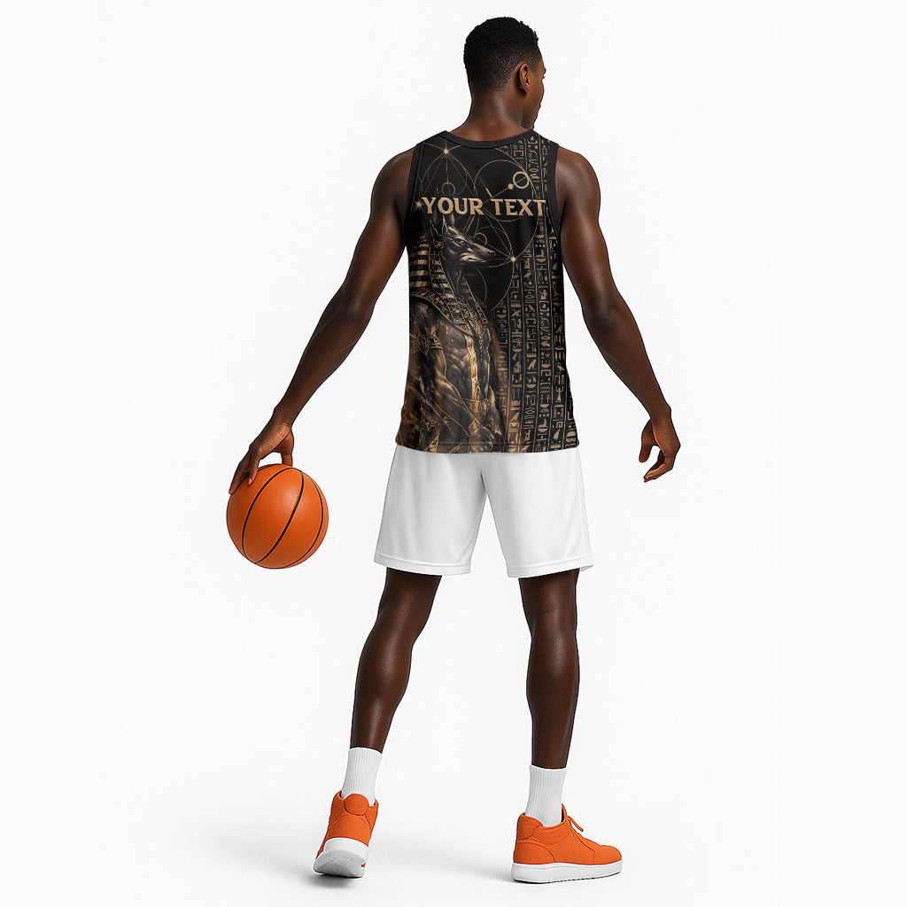 Personalized Egyptian God Anubis Basketball Jersey Jackal Headed Deity Ancient Egypt Mythology Gilded