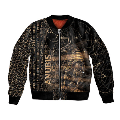 Personalized Egyptian God Anubis Bomber Jacket Jackal Headed Deity Ancient Egypt Mythology Gilded