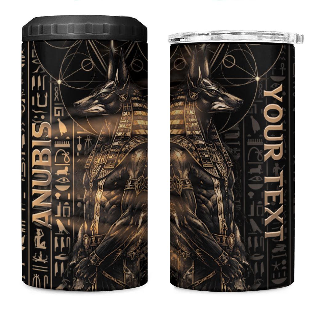Personalized Egyptian God Anubis 4 in 1 Can Cooler Tumbler Jackal Headed Deity Ancient Egypt Mythology Gilded