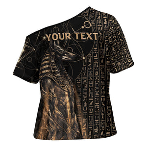 Personalized Egyptian God Anubis Cross Shoulder Shirt Jackal Headed Deity Ancient Egypt Mythology Gilded