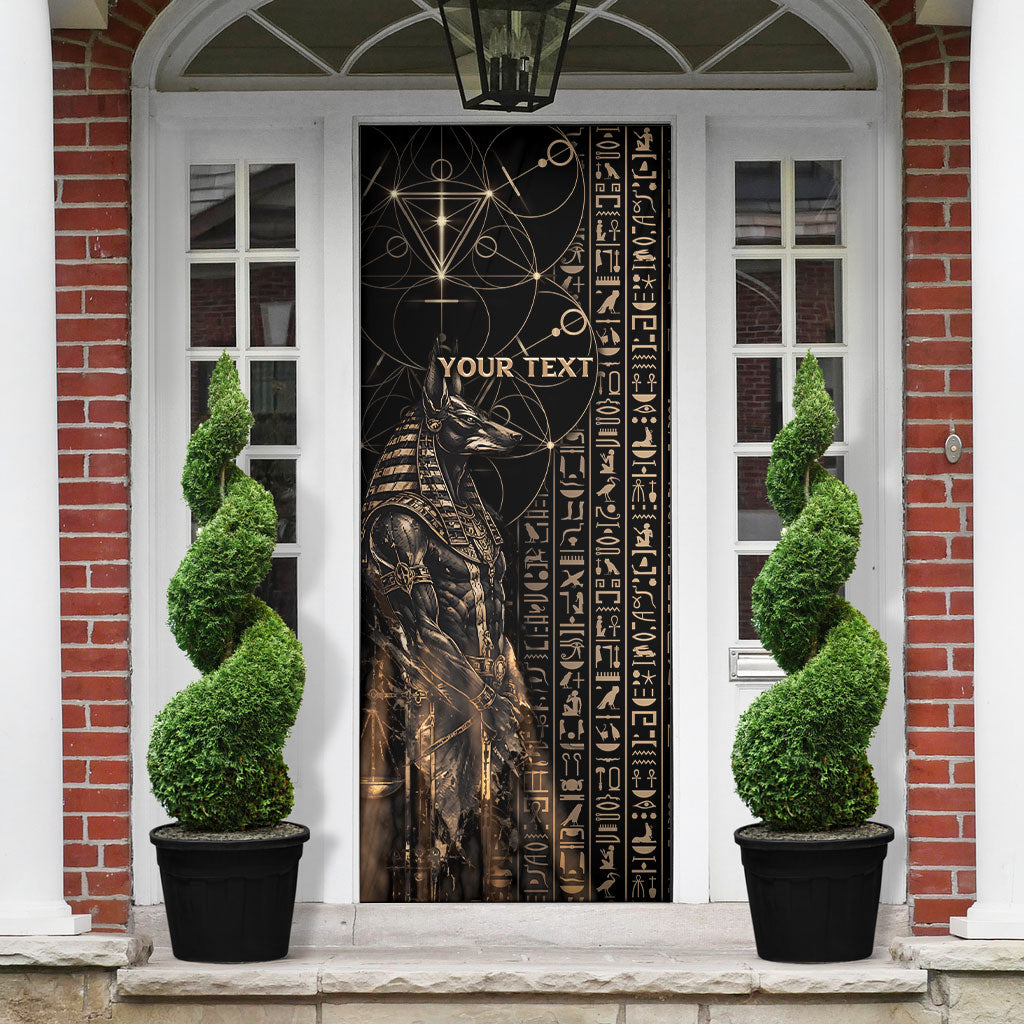 Personalized Egyptian God Anubis Door Cover Jackal Headed Deity Ancient Egypt Mythology Gilded