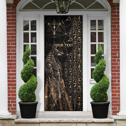 Personalized Egyptian God Anubis Door Cover Jackal Headed Deity Ancient Egypt Mythology Gilded