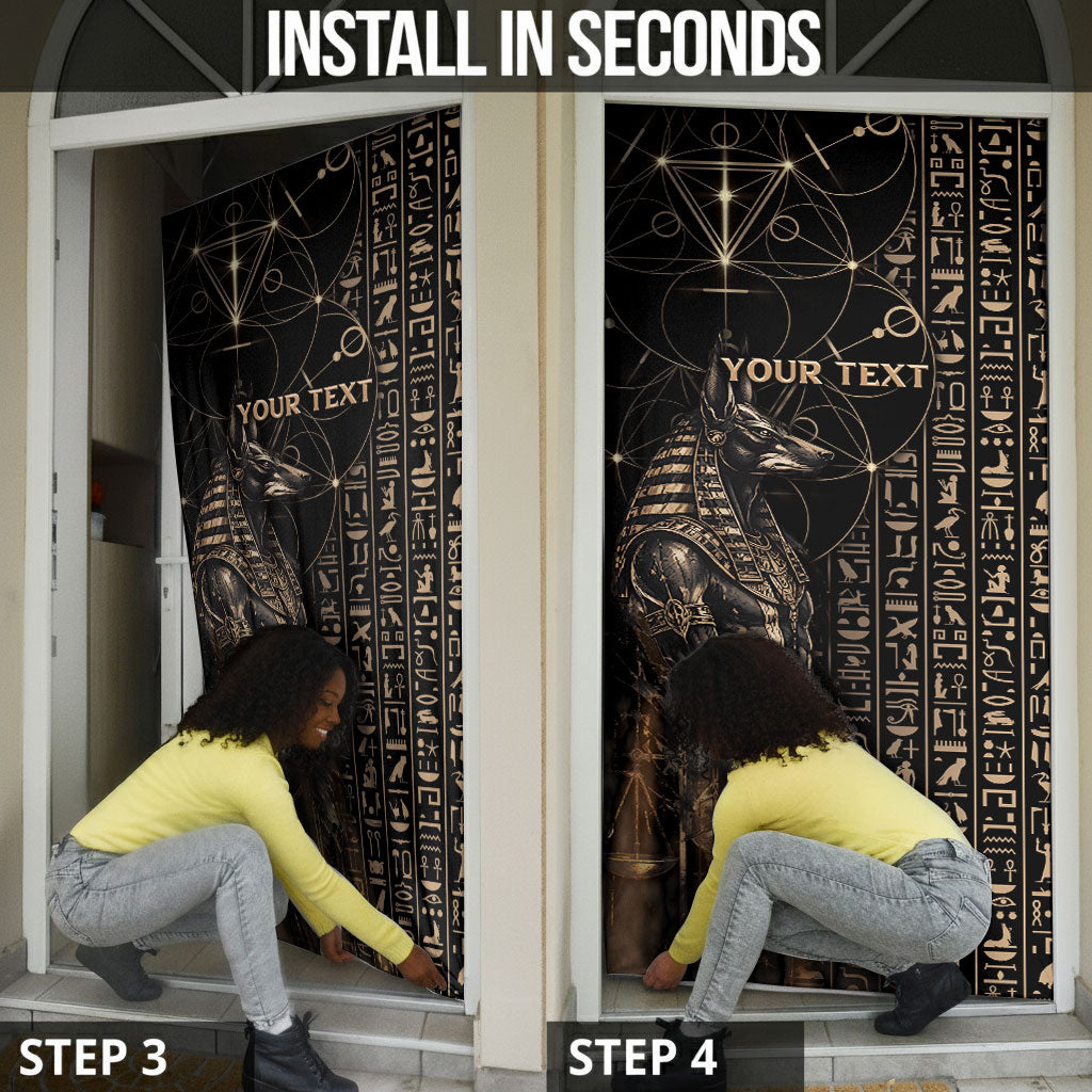 Personalized Egyptian God Anubis Door Cover Jackal Headed Deity Ancient Egypt Mythology Gilded