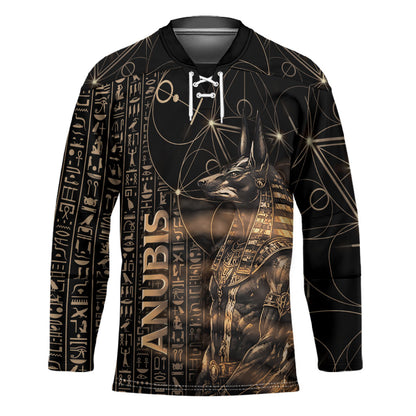 Personalized Egyptian God Anubis Hockey Jersey Jackal Headed Deity Ancient Egypt Mythology Gilded