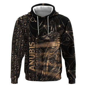 Personalized Egyptian God Anubis Hoodie Jackal Headed Deity Ancient Egypt Mythology Gilded