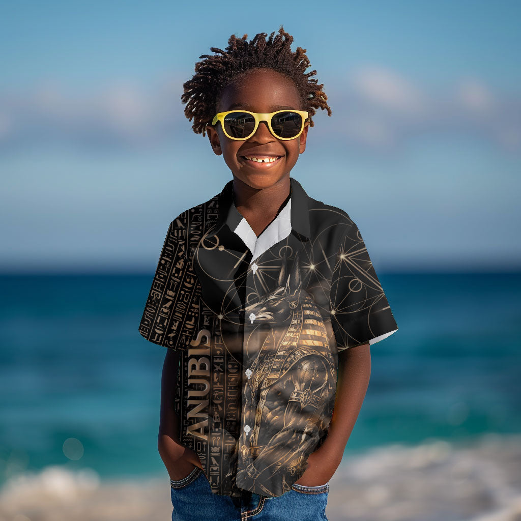 Personalized Egyptian God Anubis Kid Hawaiian Shirt Jackal Headed Deity Ancient Egypt Mythology Gilded