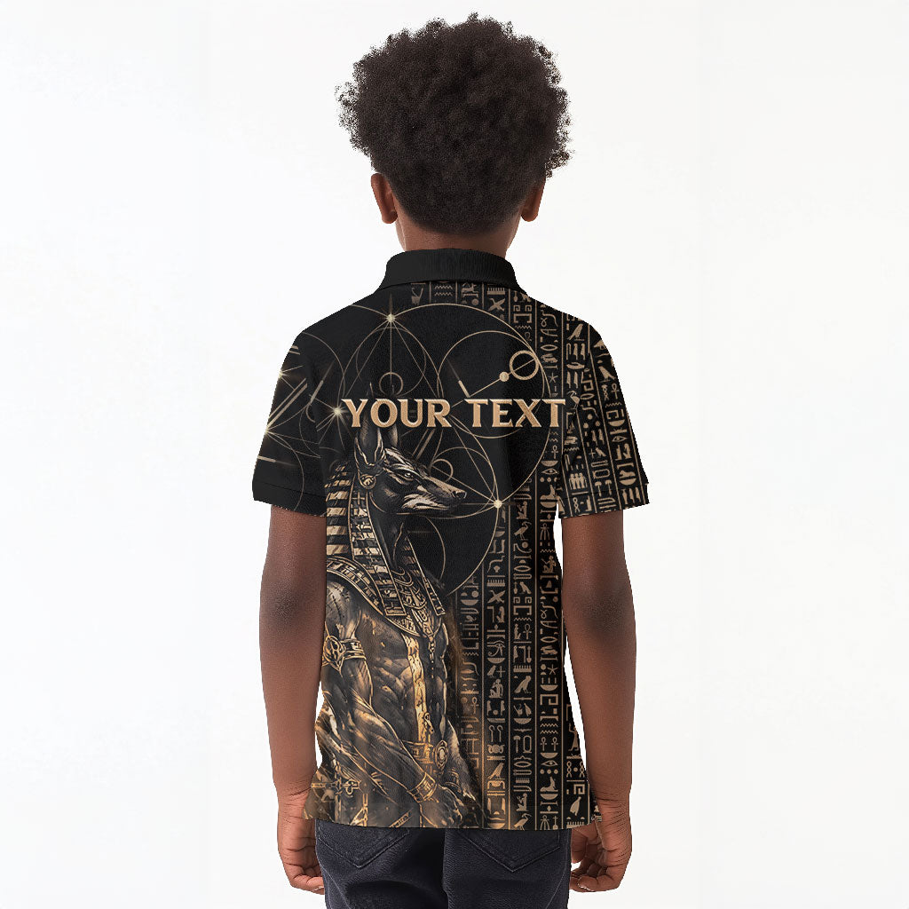 Personalized Egyptian God Anubis Kid Polo Shirt Jackal Headed Deity Ancient Egypt Mythology Gilded