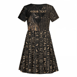 Personalized Egyptian God Anubis Kid Short Sleeve Dress Jackal Headed Deity Ancient Egypt Mythology Gilded