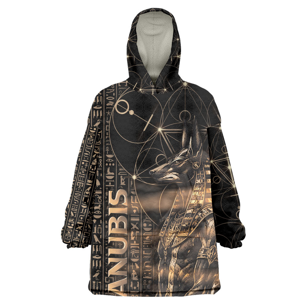 Personalized Egyptian God Anubis Kid Wearable Blanket Hoodie Jackal Headed Deity Ancient Egypt Mythology Gilded