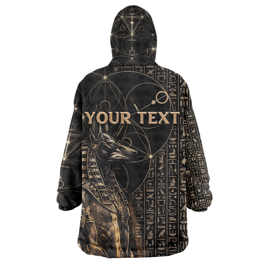 Personalized Egyptian God Anubis Kid Wearable Blanket Hoodie Jackal Headed Deity Ancient Egypt Mythology Gilded