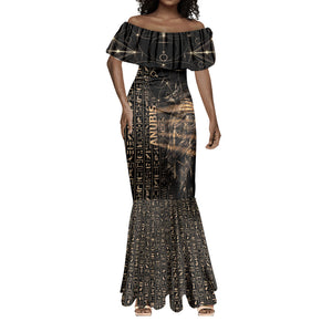 Personalized Egyptian God Anubis Mermaid Dress Jackal Headed Deity Ancient Egypt Mythology Gilded