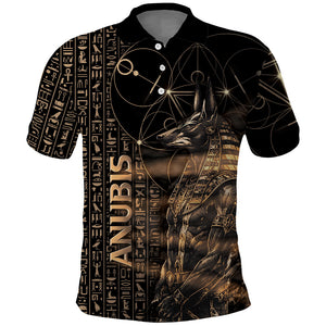 Personalized Egyptian God Anubis Polo Shirt Jackal Headed Deity Ancient Egypt Mythology Gilded