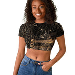 Personalized Egyptian God Anubis Raglan Cropped T shirt Jackal Headed Deity Ancient Egypt Mythology Gilded