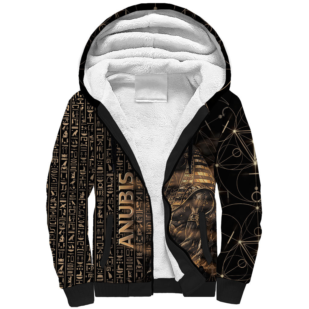 Personalized Egyptian God Anubis Sherpa Hoodie Jackal Headed Deity Ancient Egypt Mythology Gilded