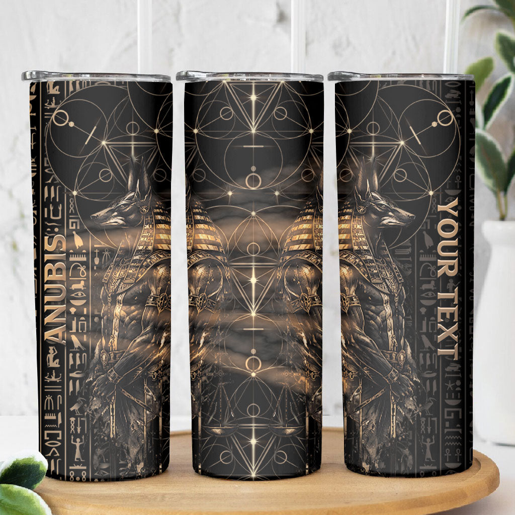 Personalized Egyptian God Anubis Skinny Tumbler Jackal Headed Deity Ancient Egypt Mythology Gilded