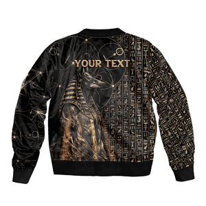 Personalized Egyptian God Anubis Sleeve Zip Bomber Jacket Jackal Headed Deity Ancient Egypt Mythology Gilded
