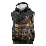 Personalized Egyptian God Anubis Sleeveless Hoodie Jackal Headed Deity Ancient Egypt Mythology Gilded